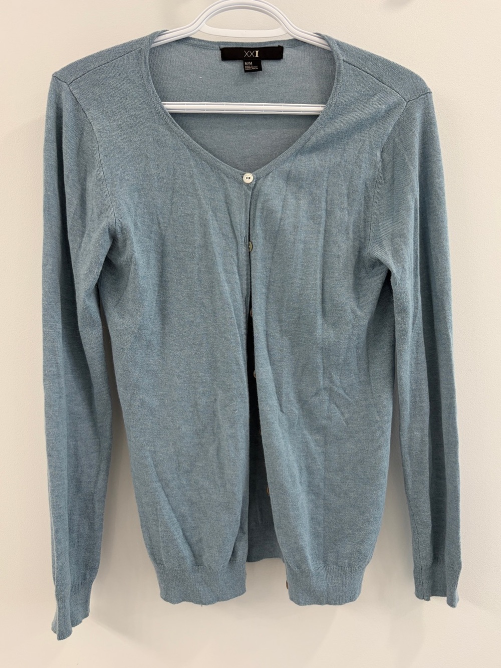 XXI Light Blue Button-Front Women's Cardigan - Medium